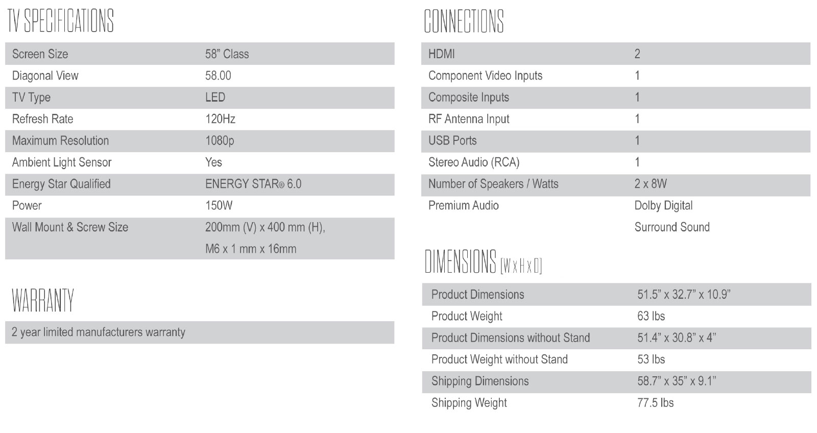 TCL LED TV LE58FHDE3000X